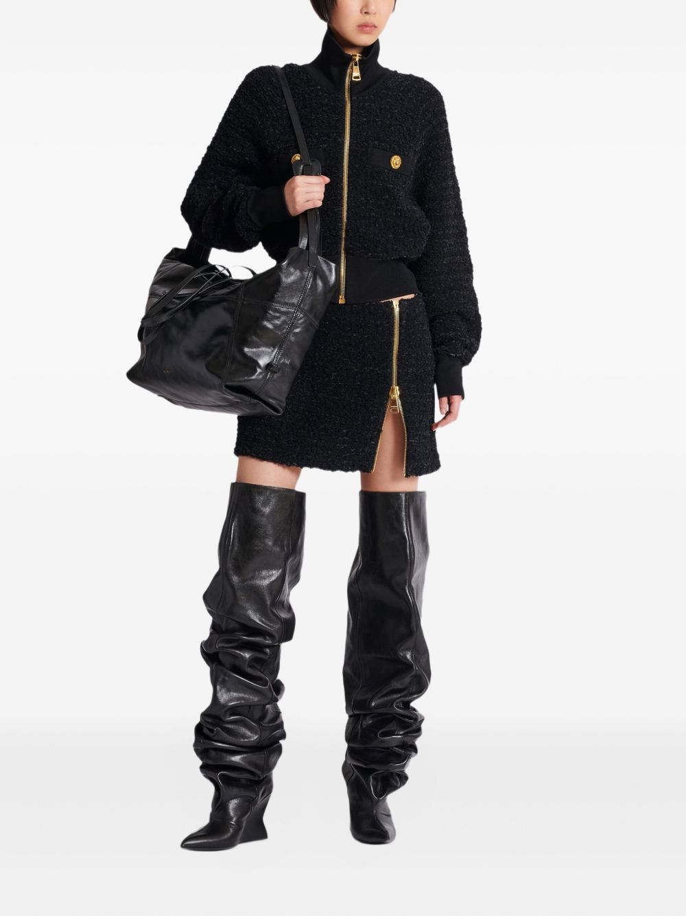 Balmain Women's Tweed Bomber Jacket