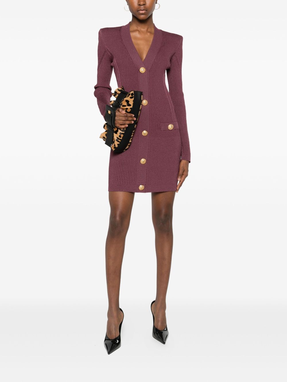 Balmain Women's V-Neck Knitted Mini Dress