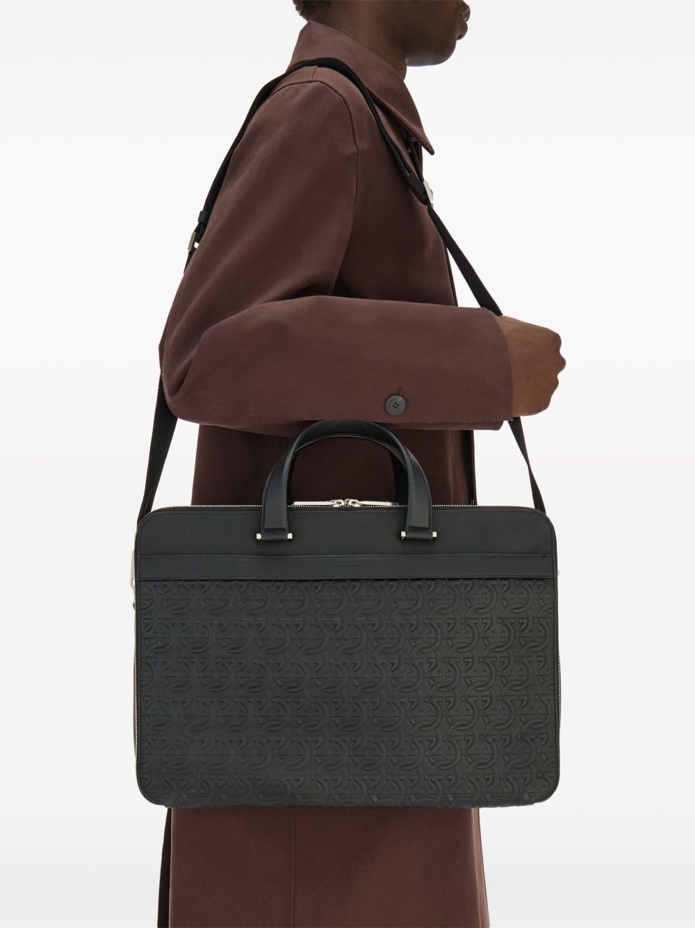 Ferragamo Men's Embossed Gancini Briefcase