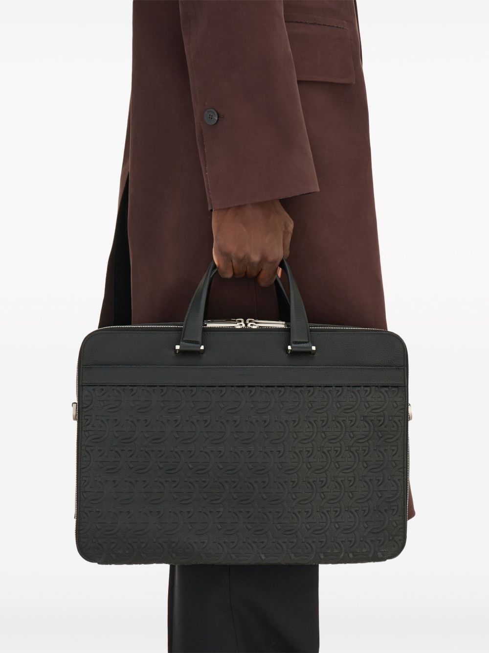 Ferragamo Men's Embossed Gancini Briefcase