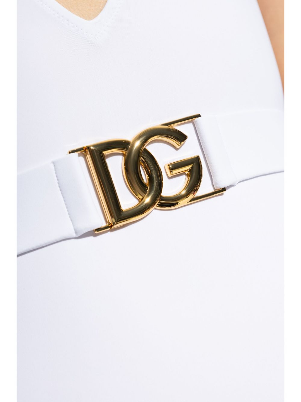Dolce & Gabbana Women's-White Plunge-Neck Belted One-Piece Swimsuit