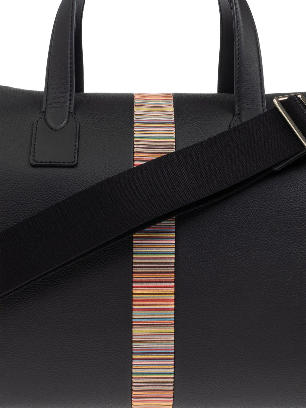 Paul Smith Men's Black Leather 'Signature Stripe' Trim Day Holdall