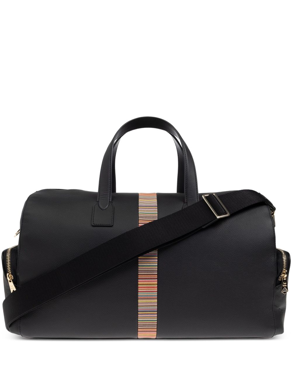 Paul Smith Men's Black Leather 'Signature Stripe' Trim Day Holdall