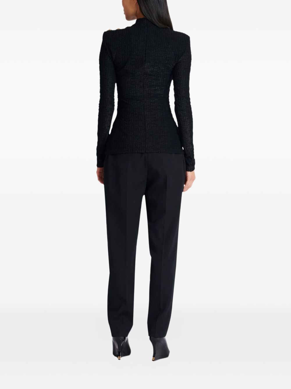 Balmain Women's Monogram High-Neck Top