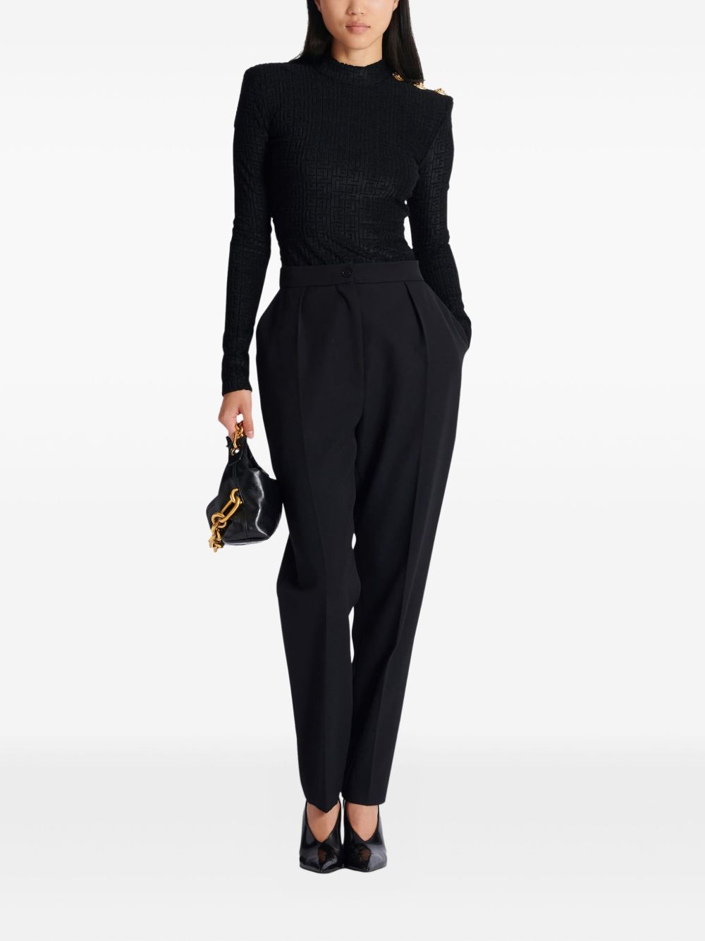 Balmain Women's Monogram High-Neck Top