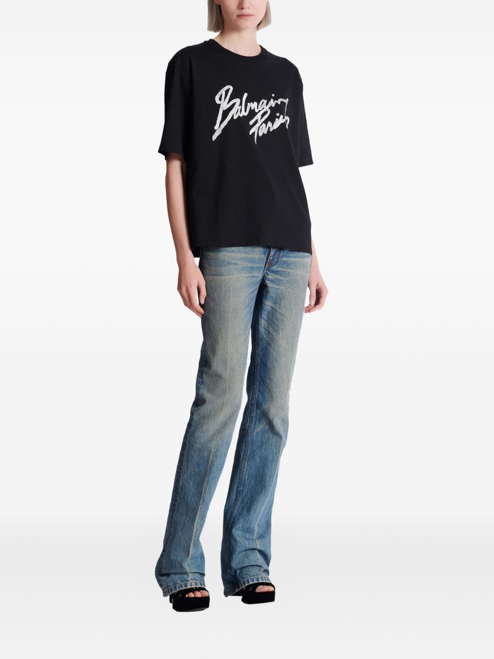 Balmain Women's Boxy T-Shirt With Brush Print