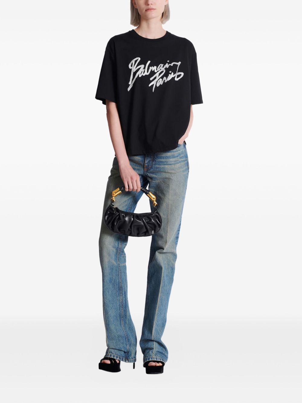 Balmain Women's Boxy T-Shirt With Brush Print