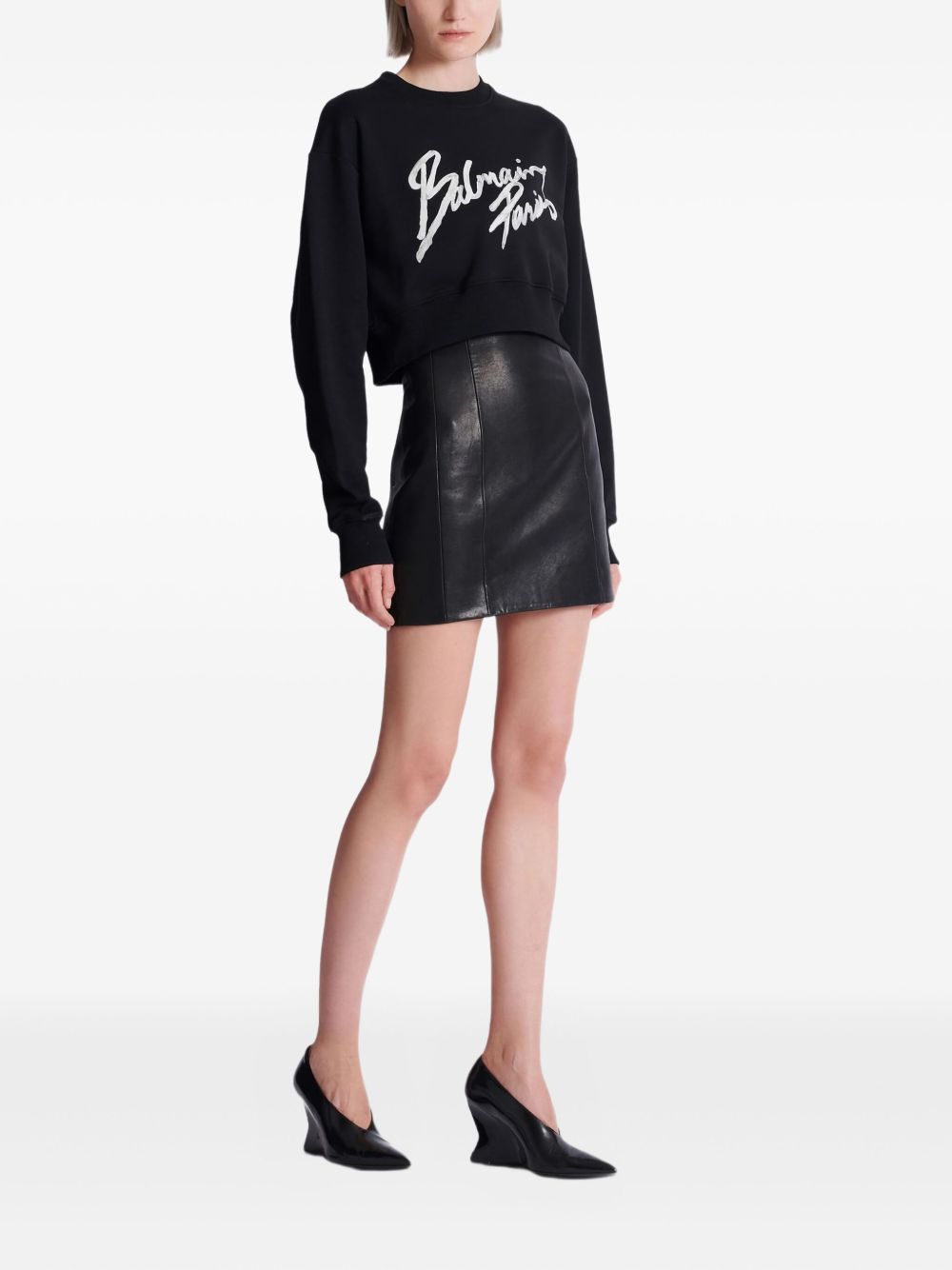 Balmain Women's Logo Cropped Sweatshirt