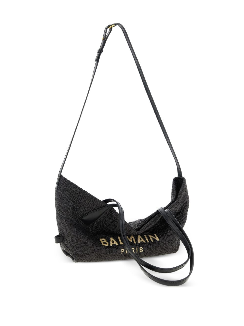 Balmain Women's Track Small Tote Bag In Raffia And Calfskin