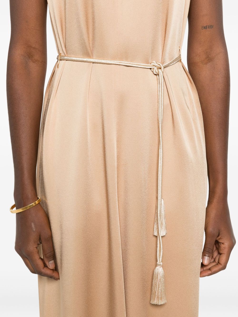 Forte Forte Women's V-Neck Tie Tassel Detail Short Sleeves Midi Dress
