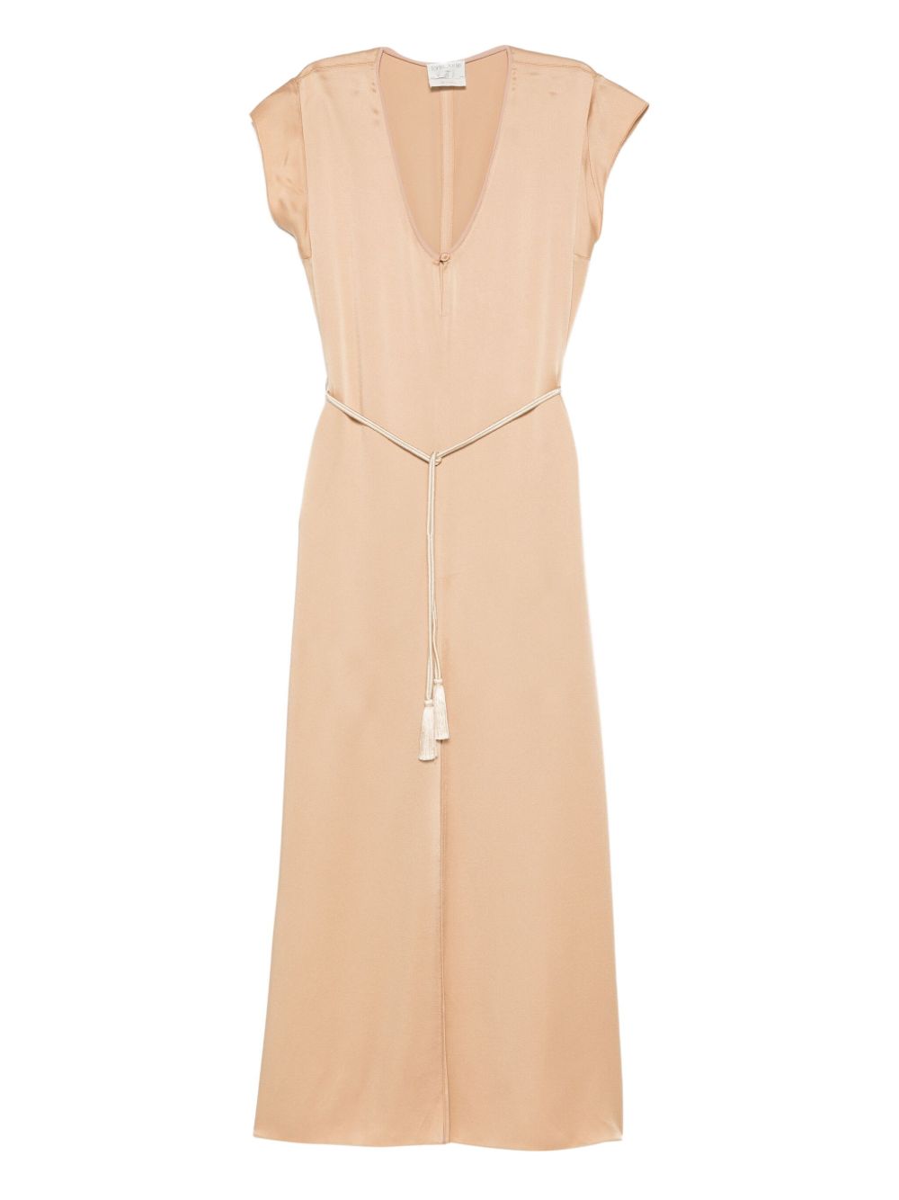Forte Forte Women's V-Neck Tie Tassel Detail Short Sleeves Midi Dress