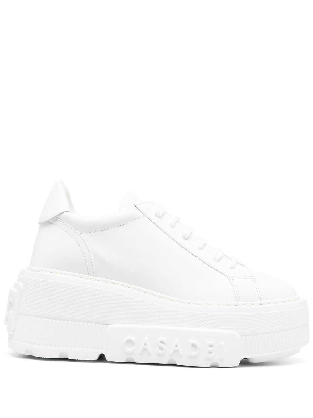 Casadei Women's Nexus White Leather Platform Sneakers.