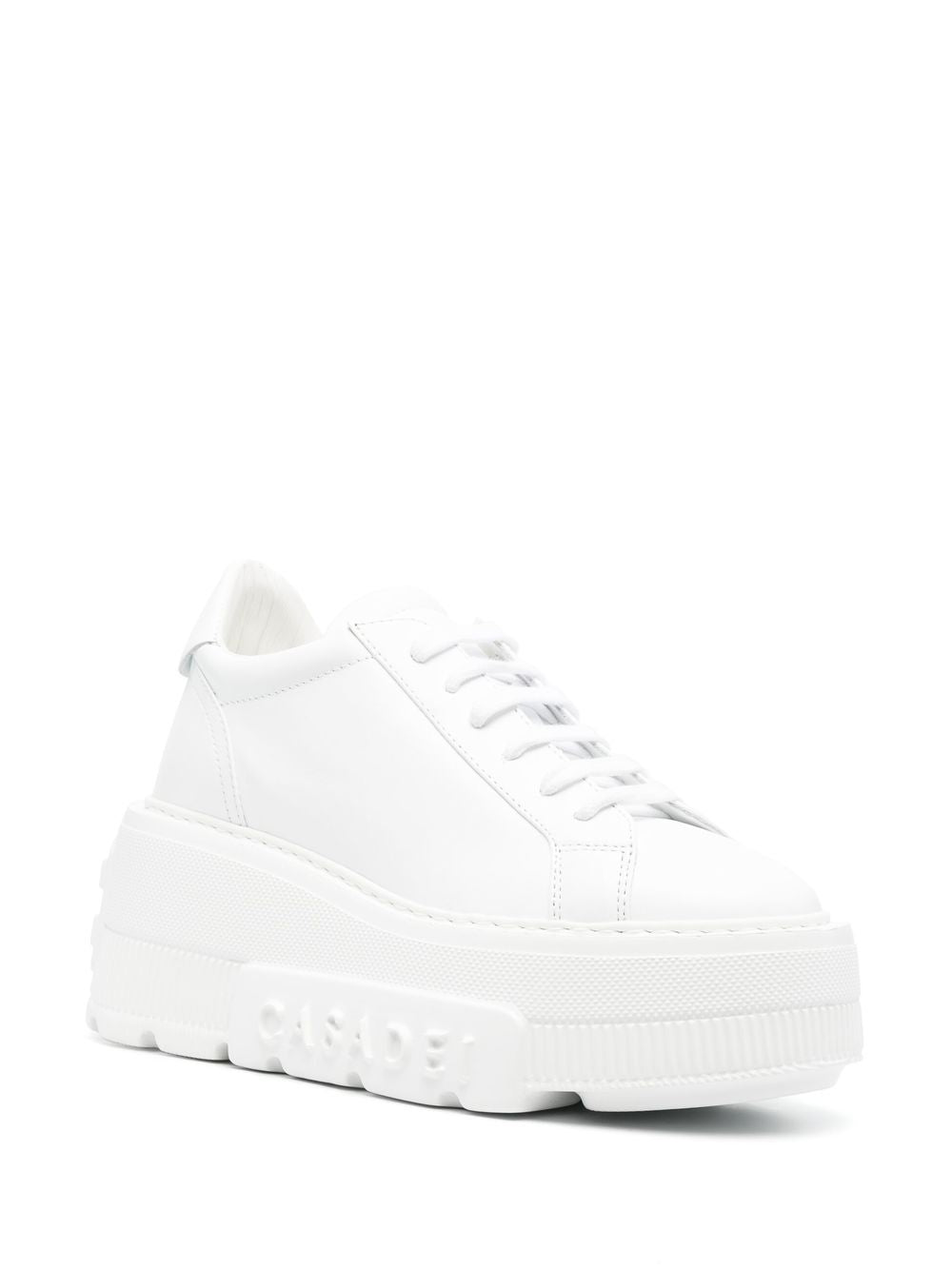 Casadei Women's Nexus White Leather Platform Sneakers.