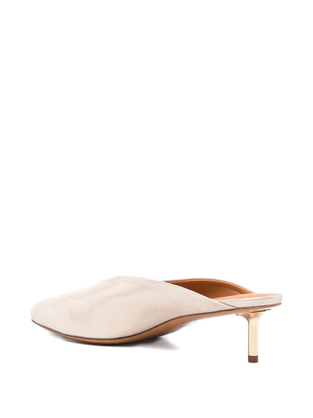 Forte Forte Women's Laminated Leather Mules With Metallic Heel