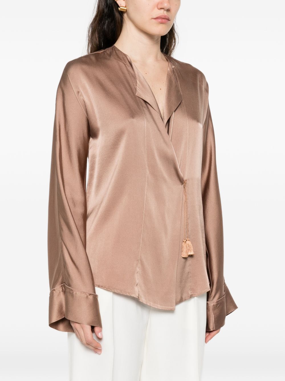 Forte Forte Women's V-Neck Silk Satin Shirt