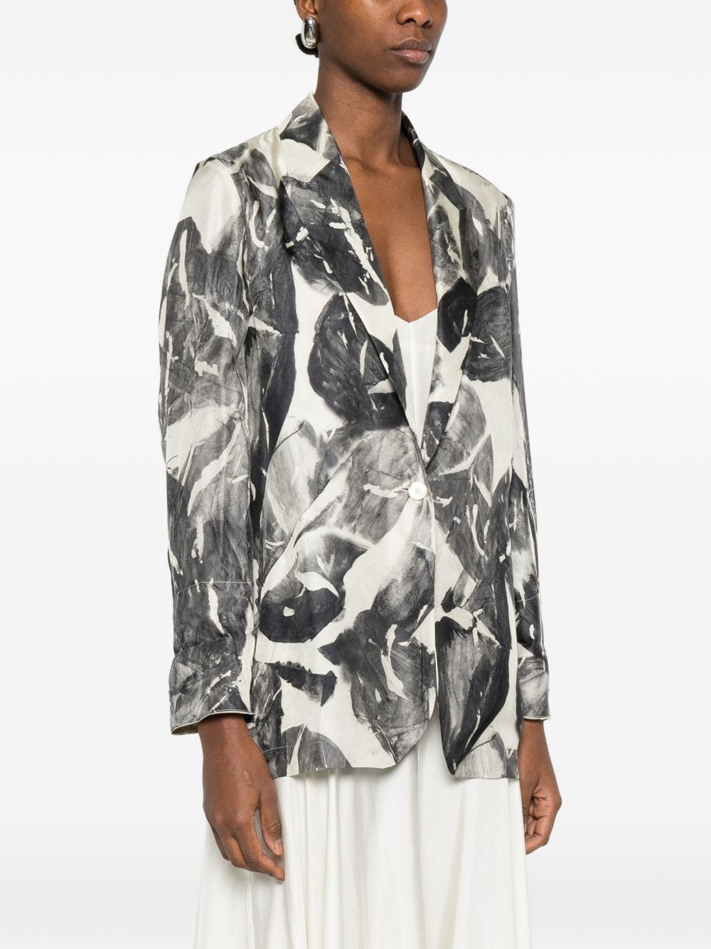 Alysi Women's Silk & Nylon Printed Single-Breasted Jacket
