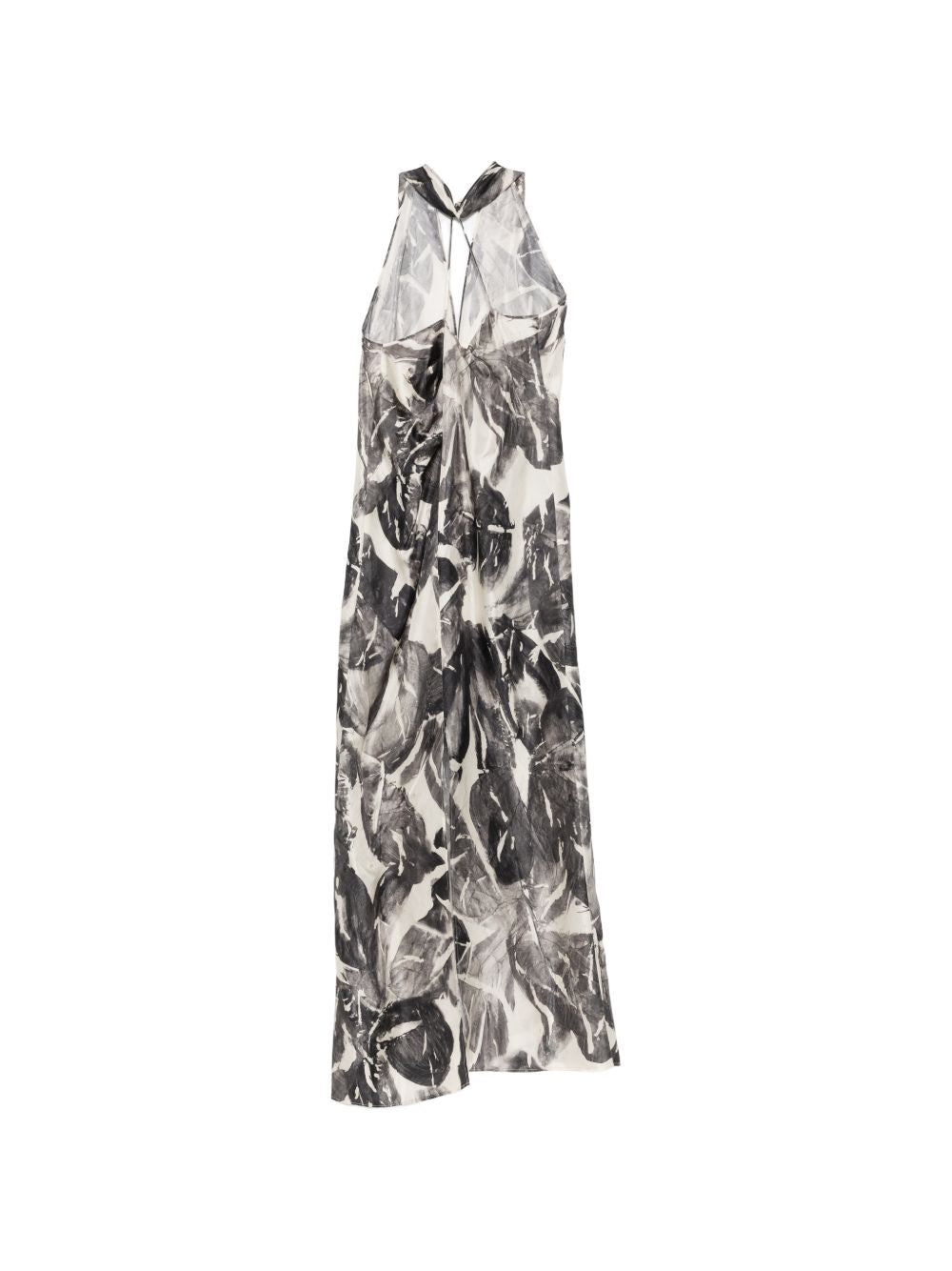 Alysi Women's V-Neck Print Detail Sleeveless Printed Silk Dress