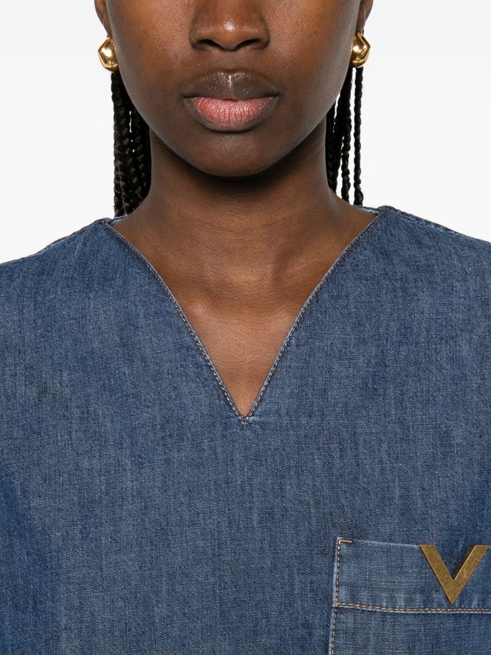 Valentino Women's Vlogo Signature Denim Blouse