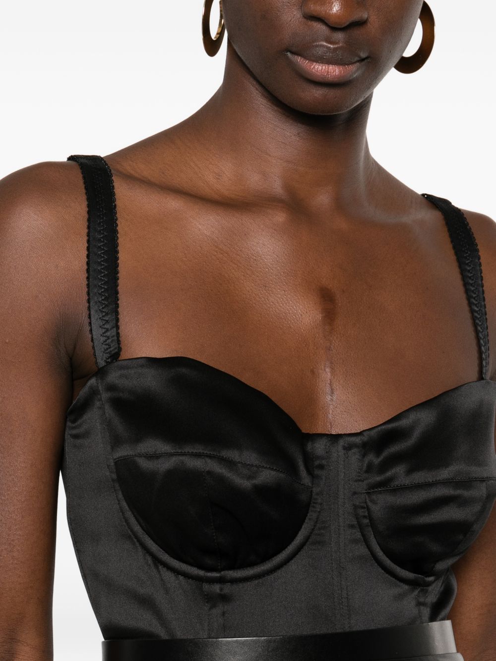 Dolce & Gabbana Women's-Black Satin Bustier Midi Dress