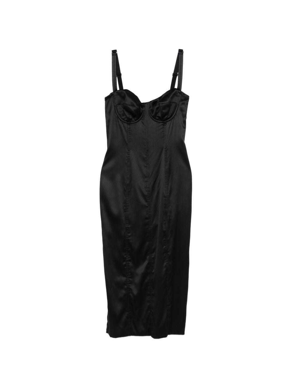 Dolce & Gabbana Women's-Black Satin Bustier Midi Dress