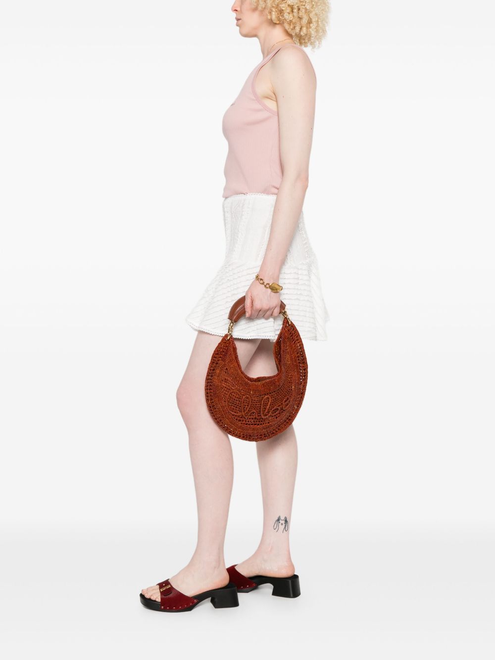 Chloã© Summer Banana Raffia Hobo Bag