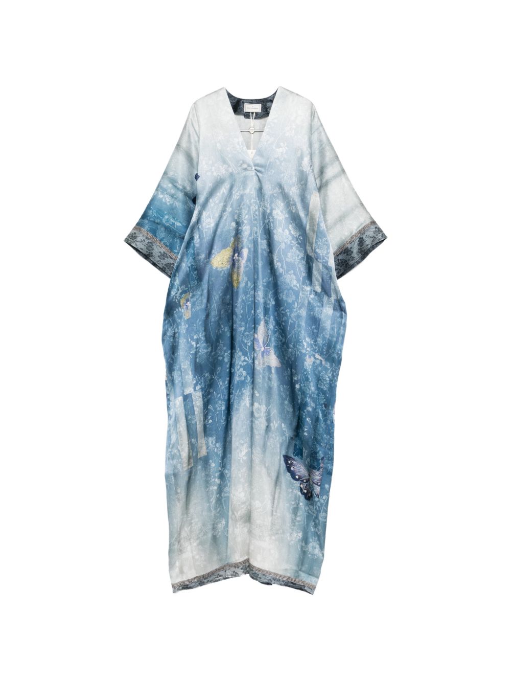 Pierre Louis Mascia Women's V-Neck Short Sleeves Printed Printed Silk Dress