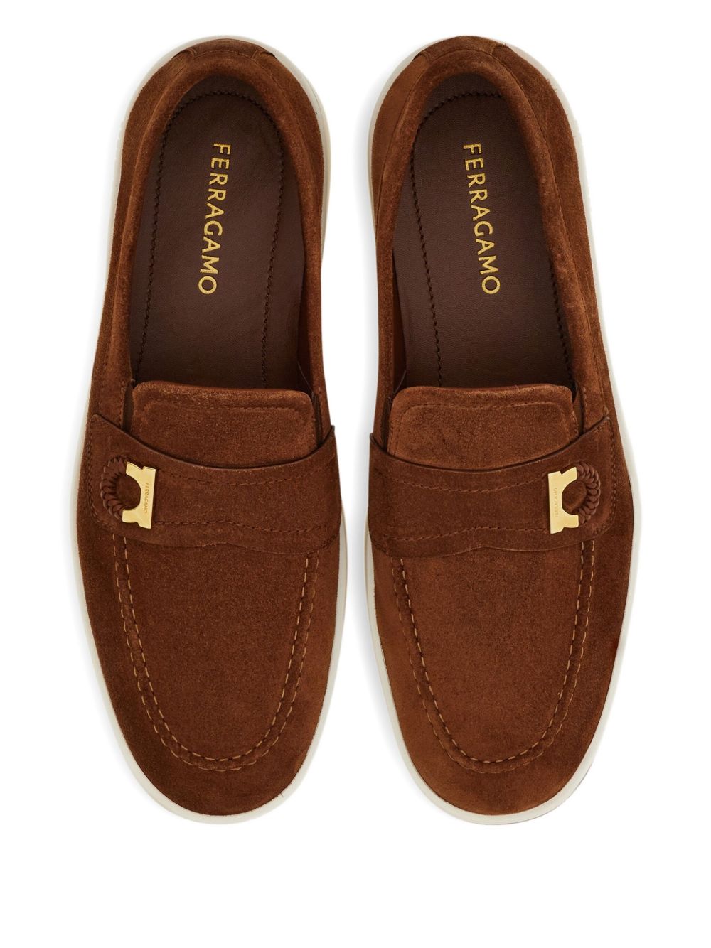 Ferragamo Men's Boat Shoe Loafer With Gancini Ornament