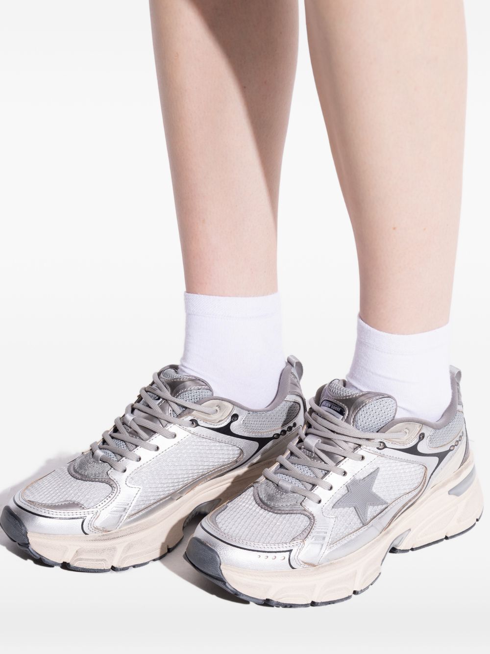 Golden Goose Women's Lightstar Men's In Grey Mesh Sneakers