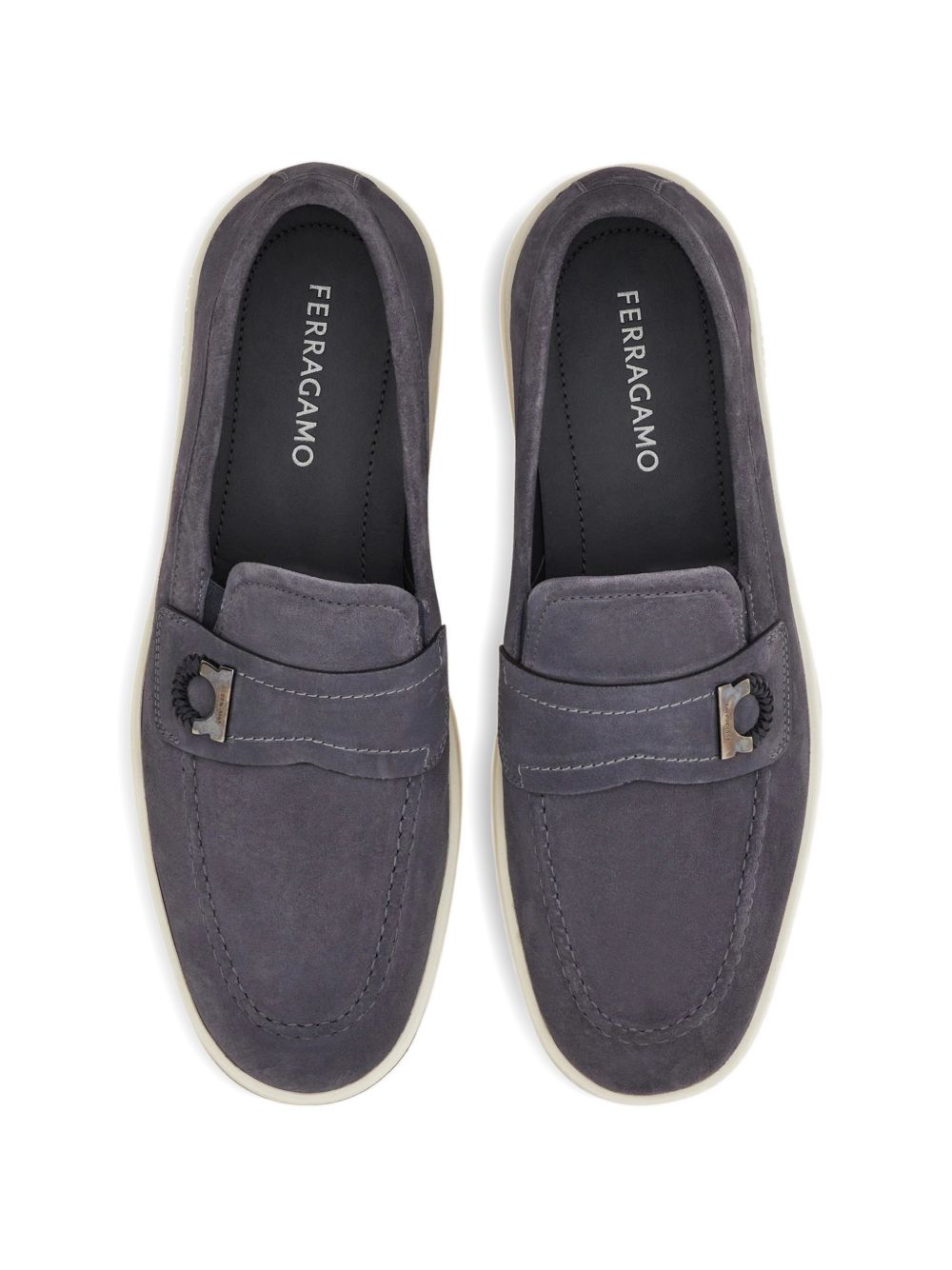 Ferragamo Men's Boat Shoe Loafer With Gancini Ornament