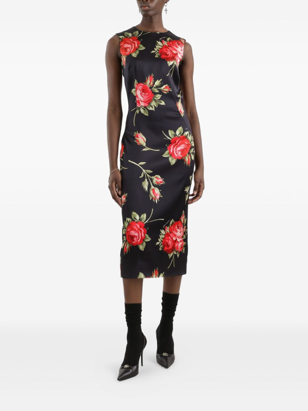 Dolce & Gabbana Women's Roses Bouquet Print Midi Dress