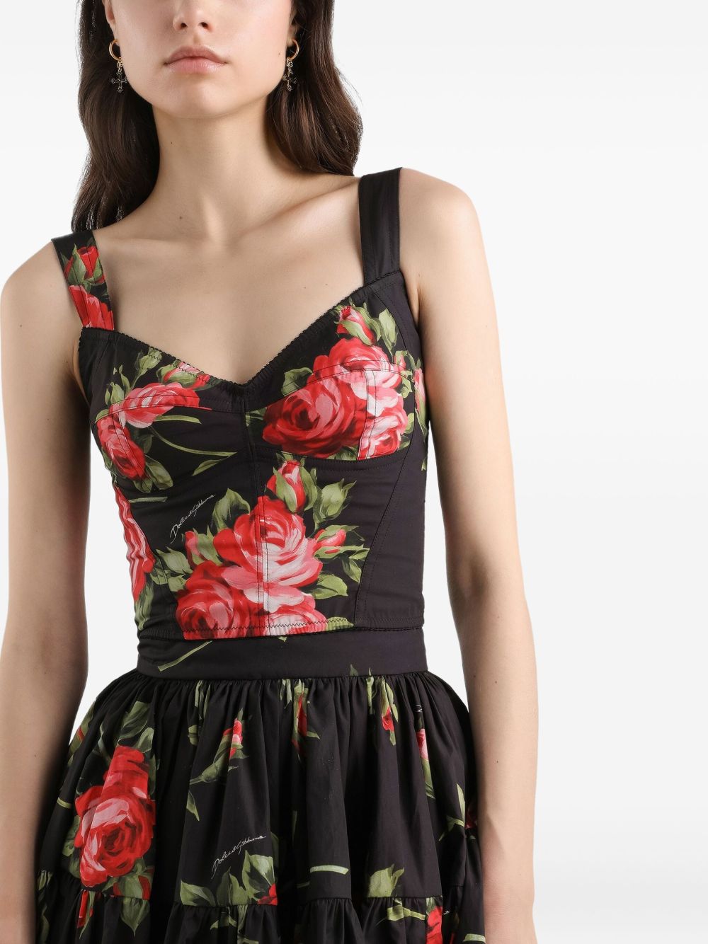 Dolce & Gabbana Women's Roses Bouquet Print Bustier Top