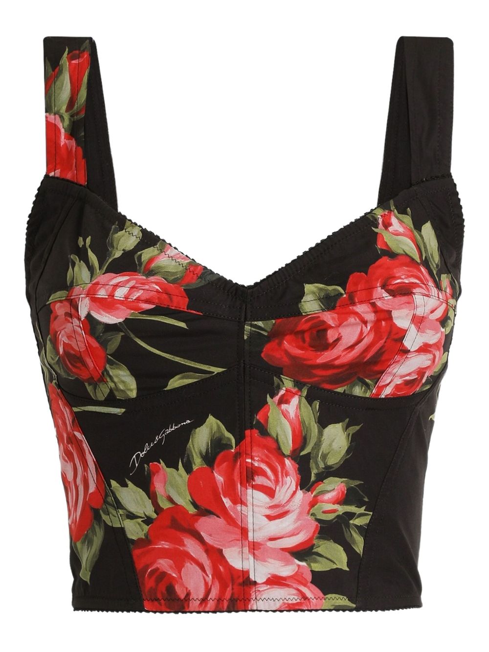 Dolce & Gabbana Women's Roses Bouquet Print Bustier Top