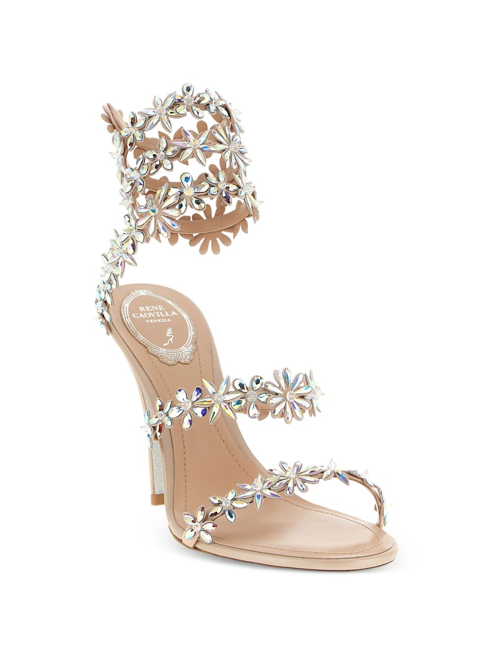 René Caovilla Women's Eva Floral Crystal Sandals
