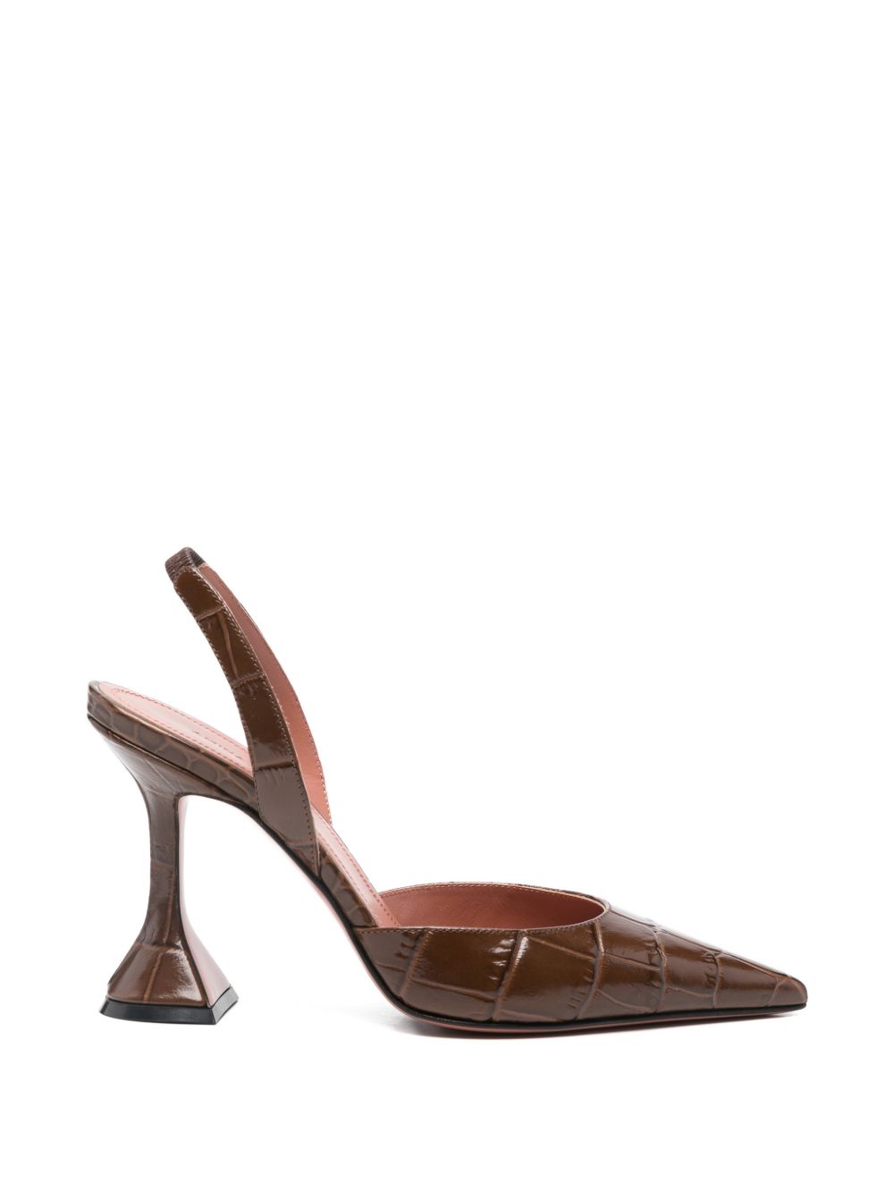 Amina Muaddi Women's Holli Croc-Effect Leather Slingback Pumps