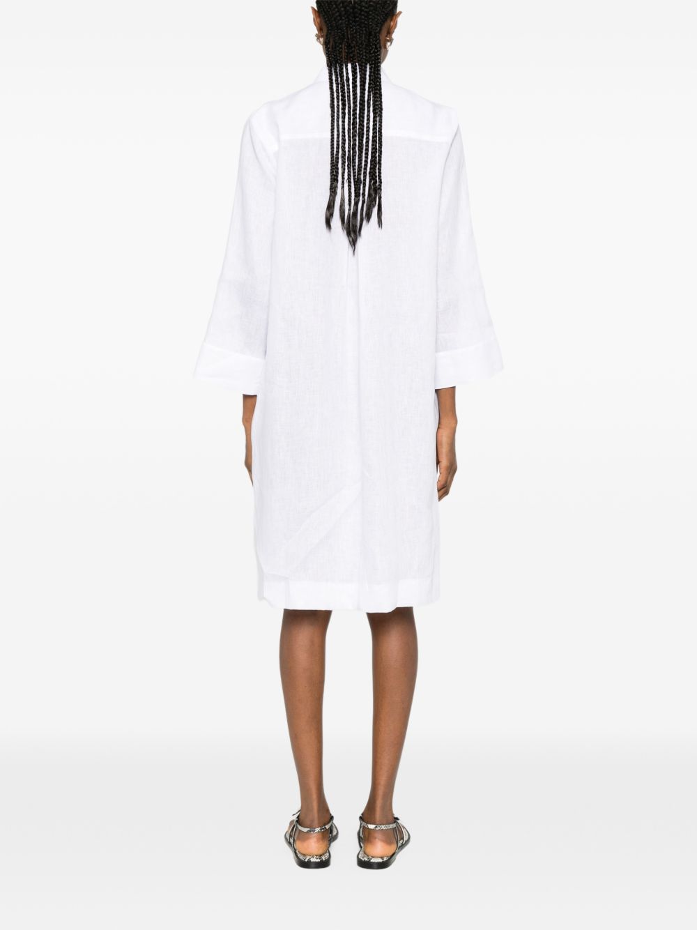 Archivio '67 Women's V-Neck Side Slits Linen Chemisier Dress