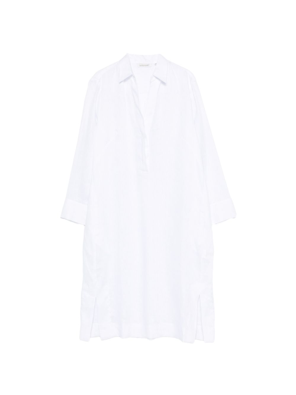 Archivio '67 Women's V-Neck Side Slits Linen Chemisier Dress