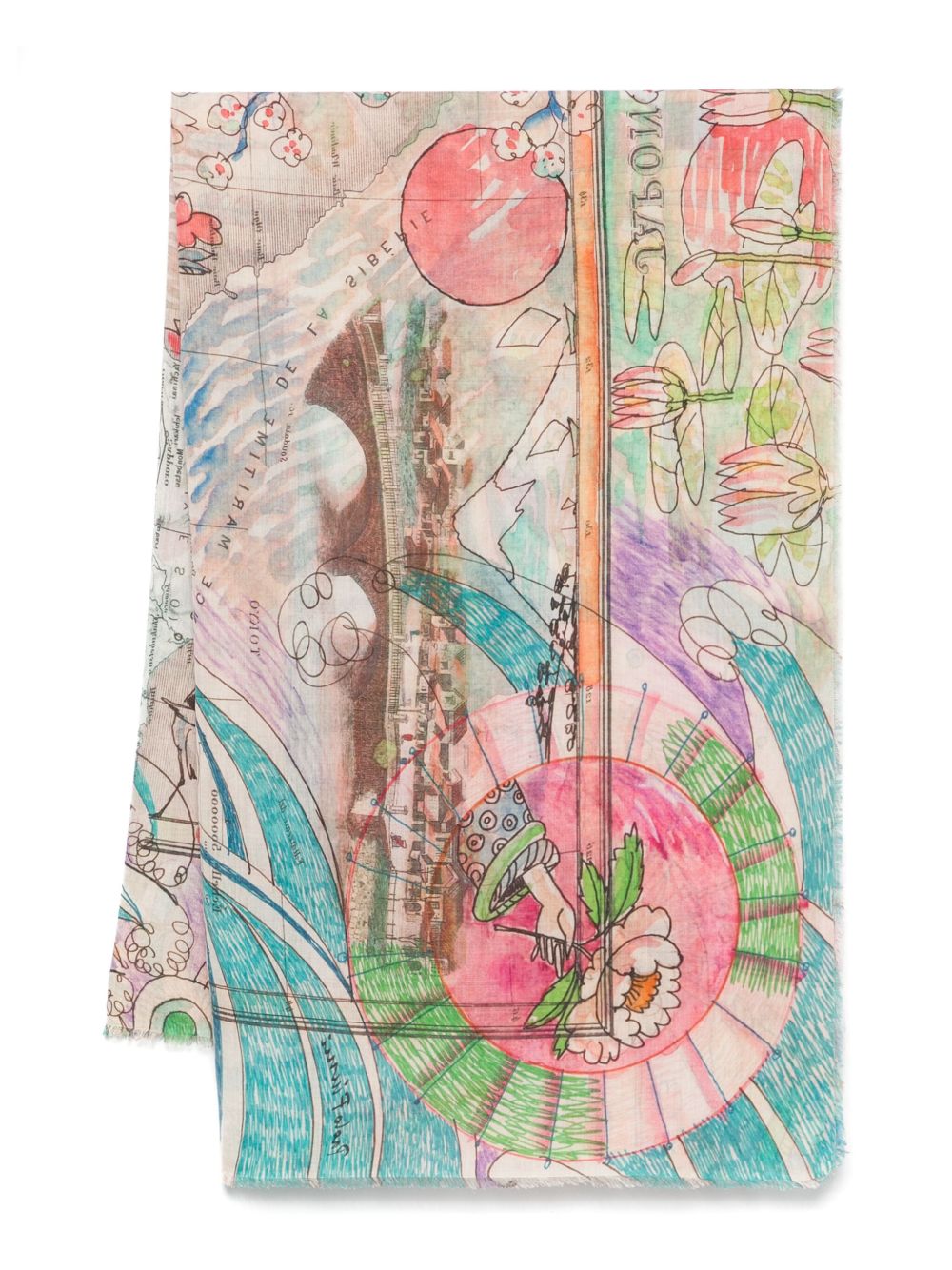 Faliero Sarti Women's Japan Printed Stole In Collaboration With Paolo Fiumi