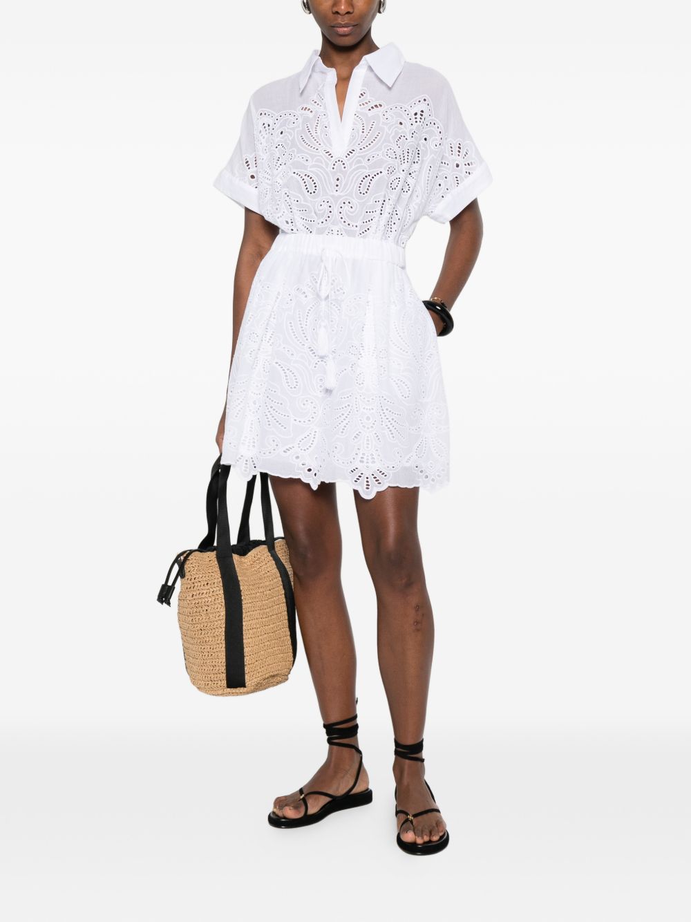 Ermanno Firenze Women's Embroidered Cotton Shirtdress