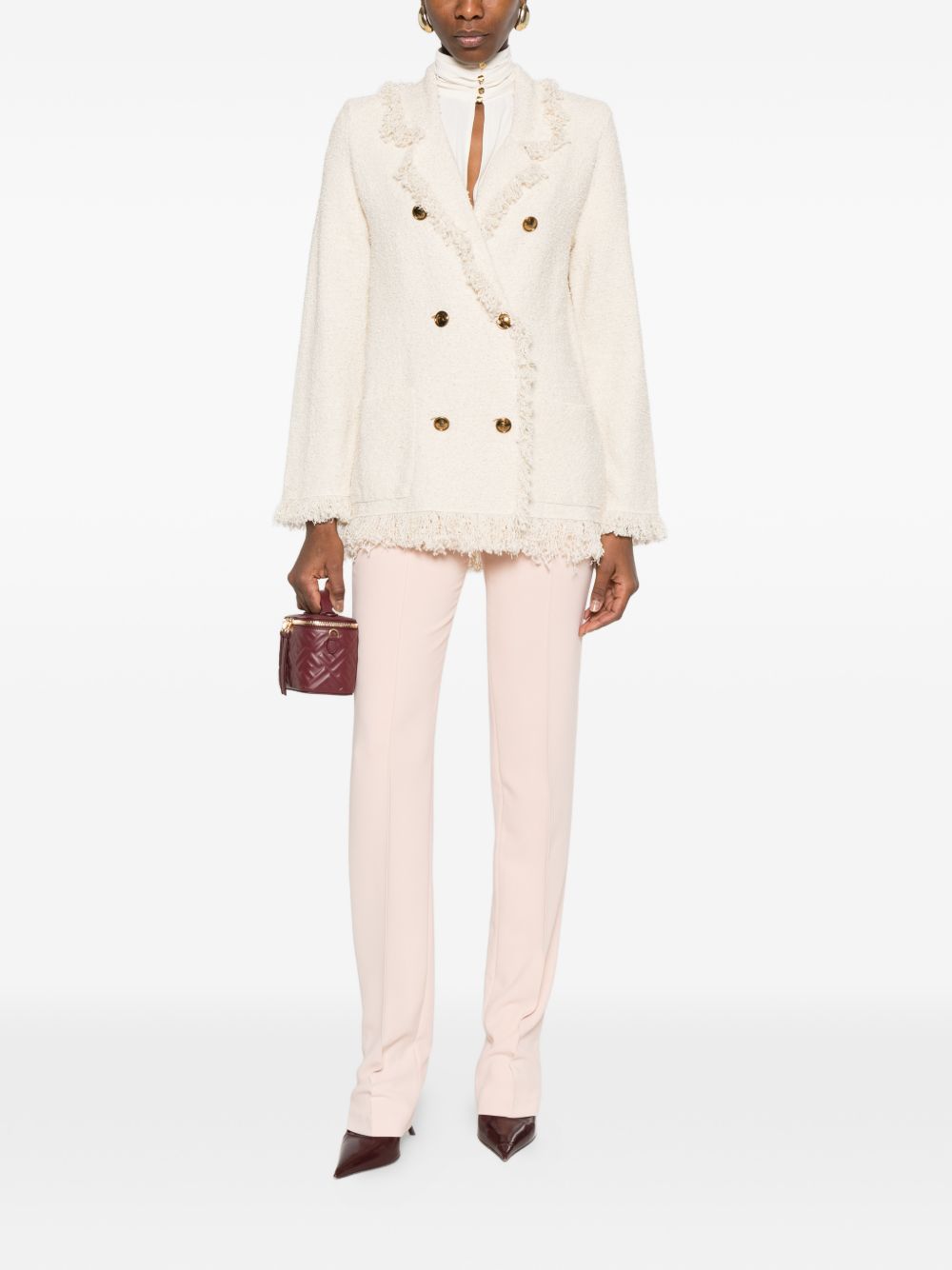 Elisabetta Franchi Women's V-Neck Patch Pockets Cotton Double-Breasted Jacket