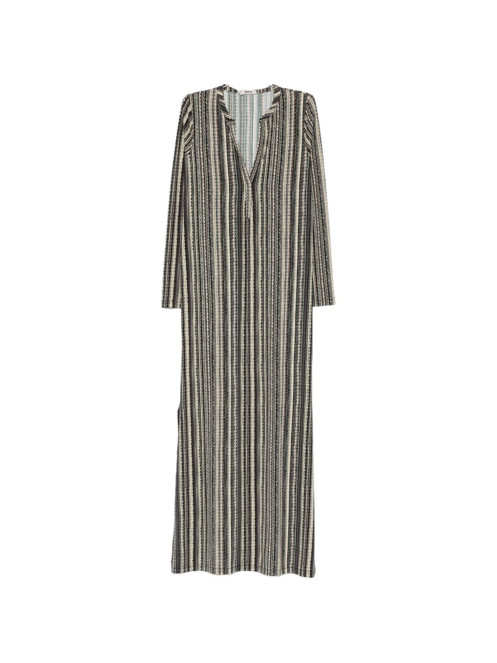 Siyu Women's V-Neck Long Sleeves Side Slits Baez Kaftan Dress