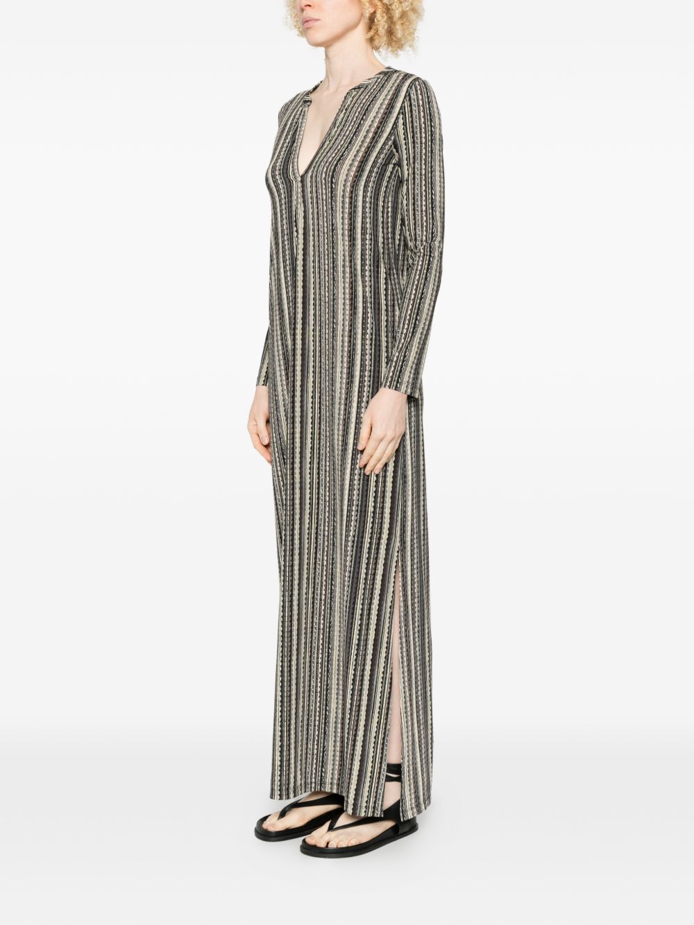Siyu Women's V-Neck Long Sleeves Side Slits Baez Kaftan Dress