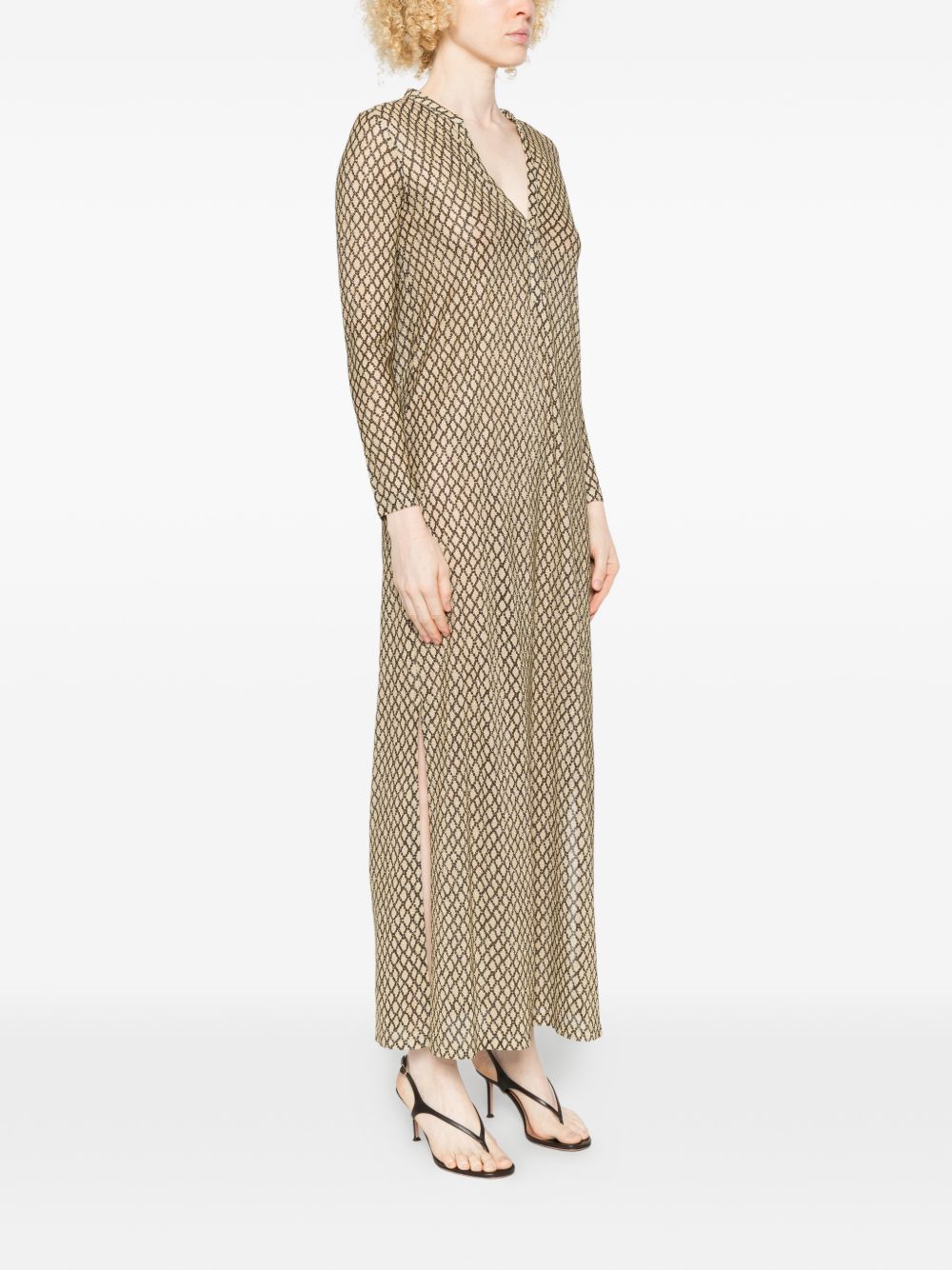 Siyu Women's V-Neck Long Sleeves Money Kaftan Dress