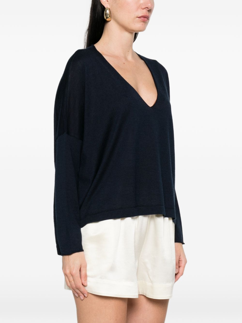Beyou Women's Cashmere And Silk V-Necked Sweater