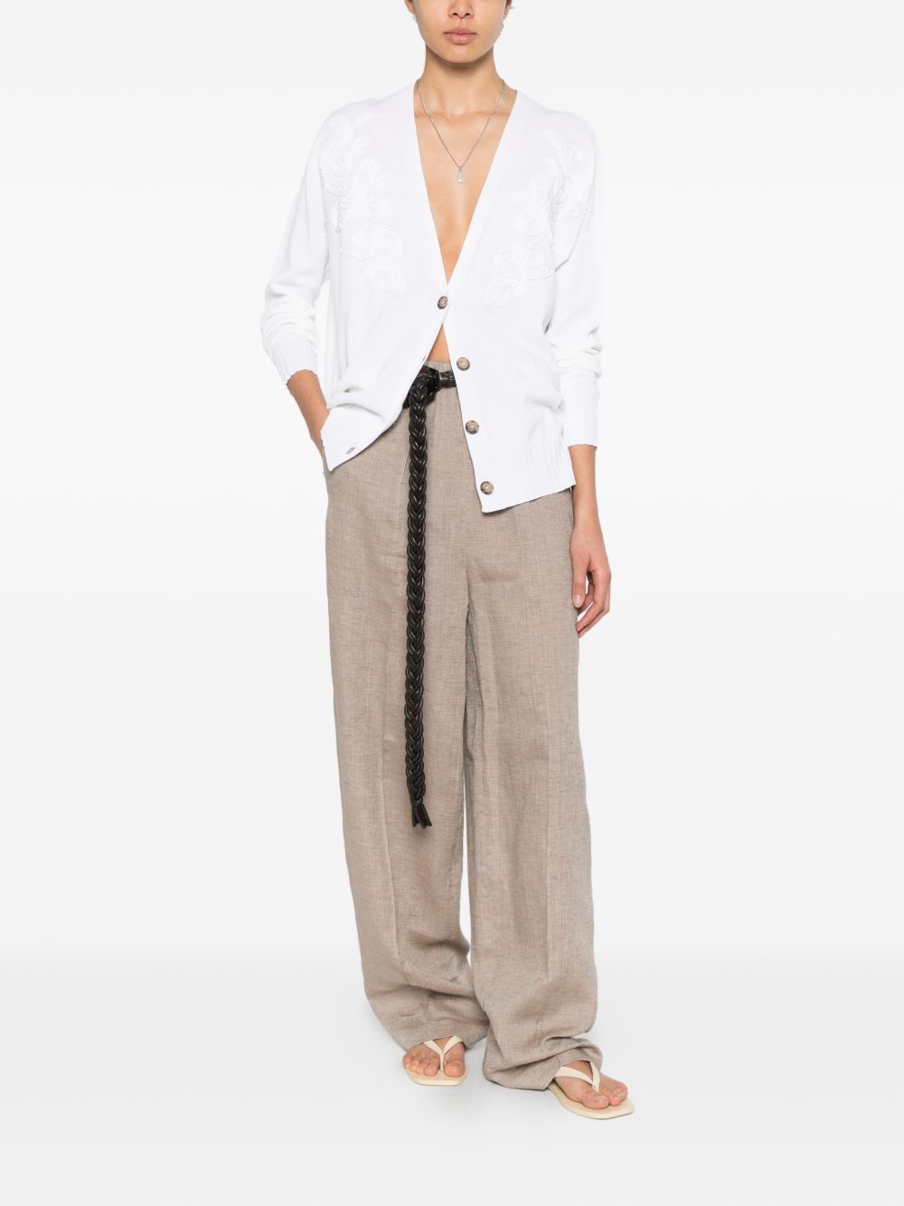 Ermanno Firenze Women's V-Neck Cotton Blend V-Necked Cardigan