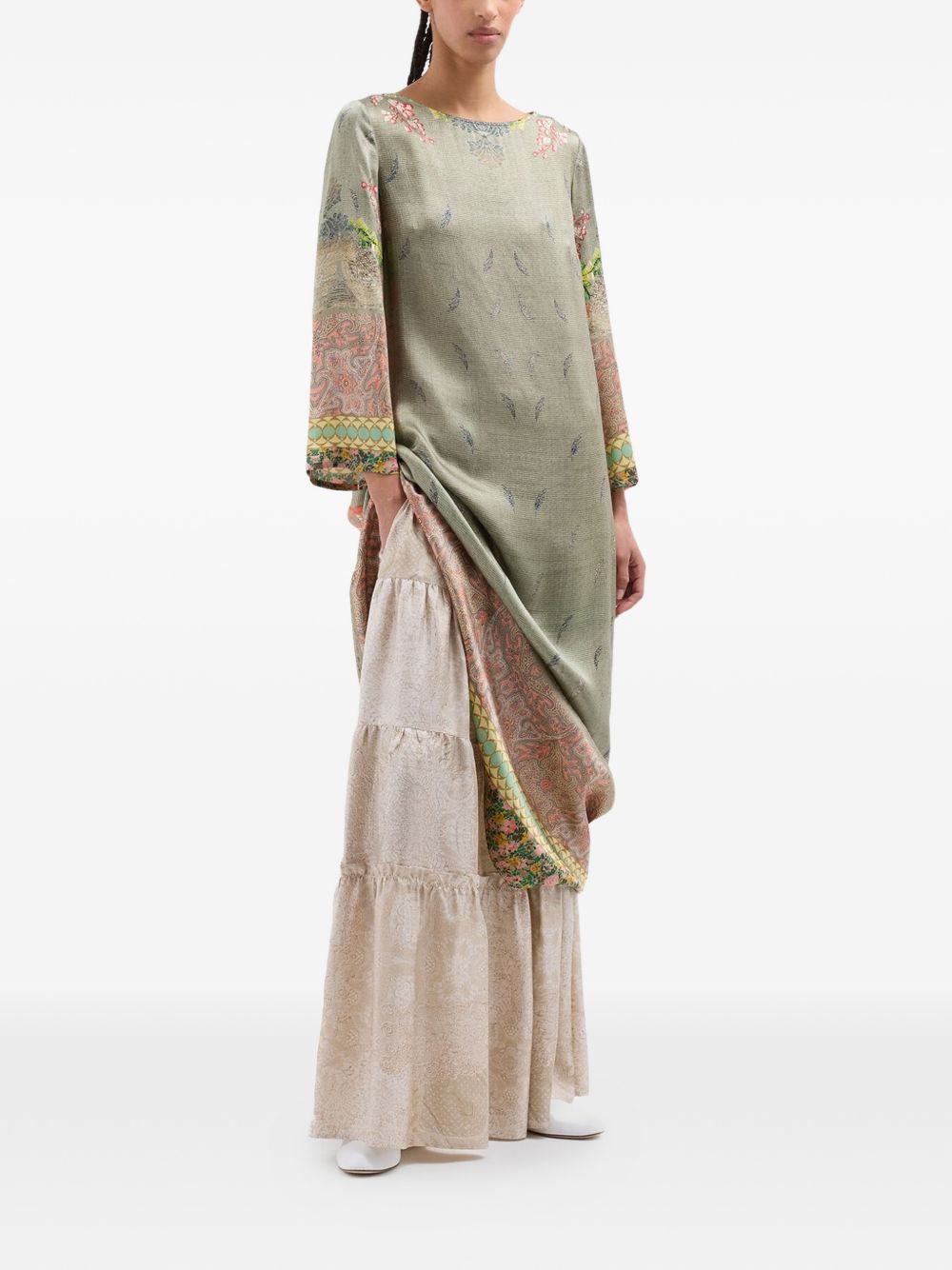 Pierre Louis Mascia Women's A-Line Silhouette Printed Silk Dress