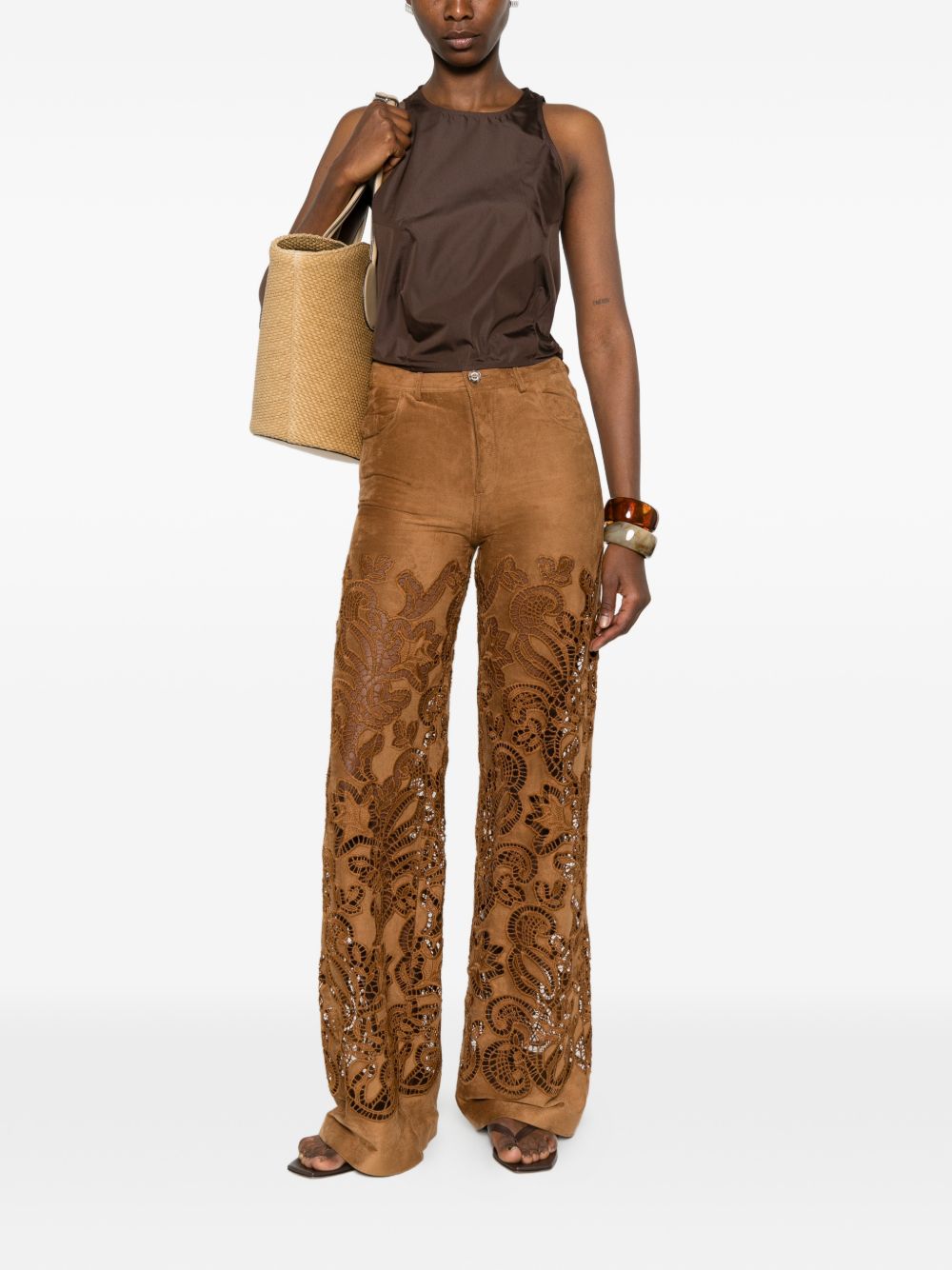 Ermanno Firenze Women's Suede Leather Effect Trousers