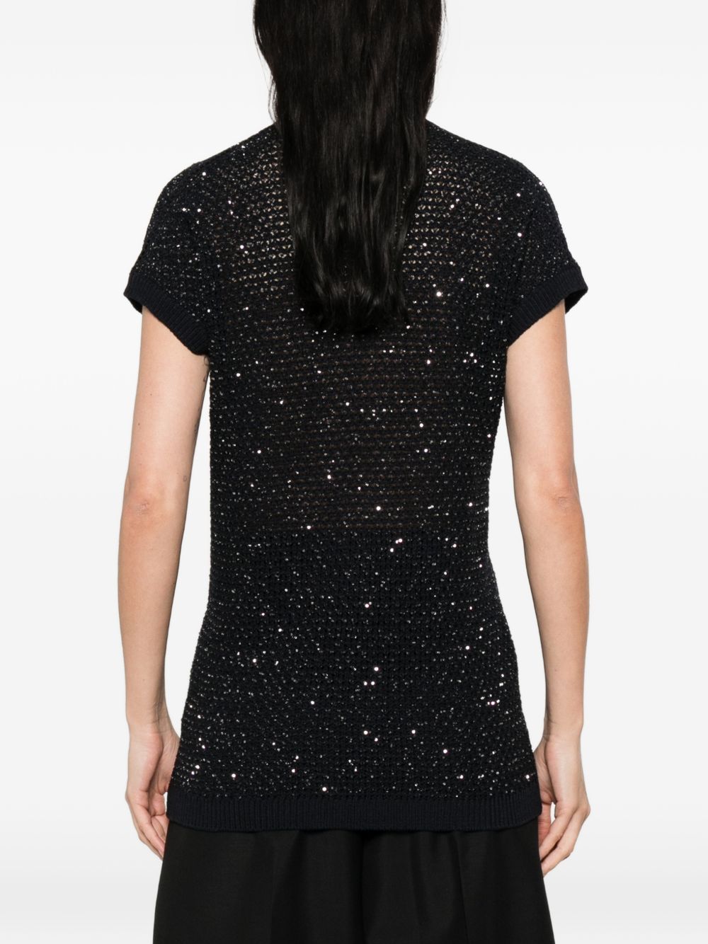 Fabiana Filippi Women's V-Neck Short Sleeves Embellished V-Necked Top