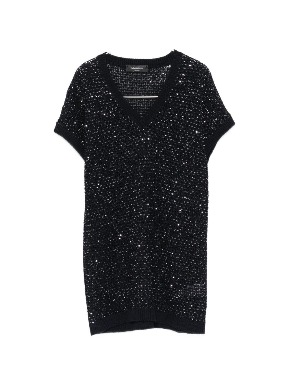 Fabiana Filippi Women's V-Neck Short Sleeves Embellished V-Necked Top