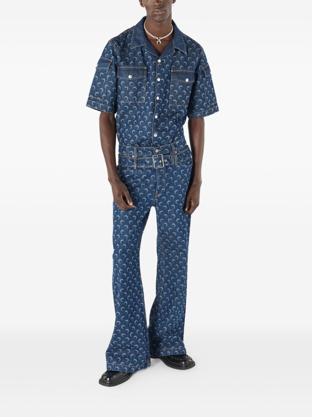 Marine Serre Men's Moon Denim Shirt