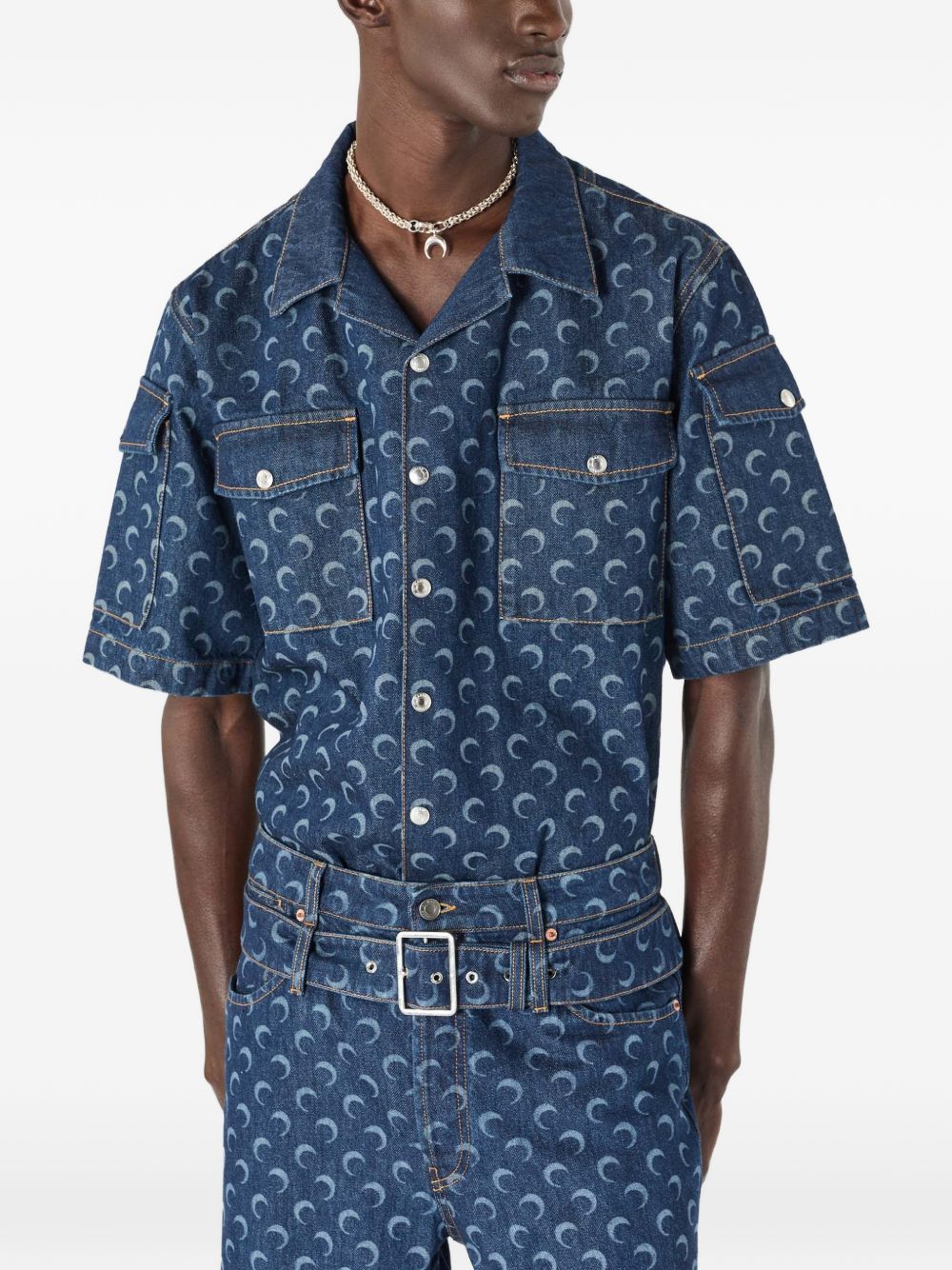 Marine Serre Men's Moon Denim Shirt
